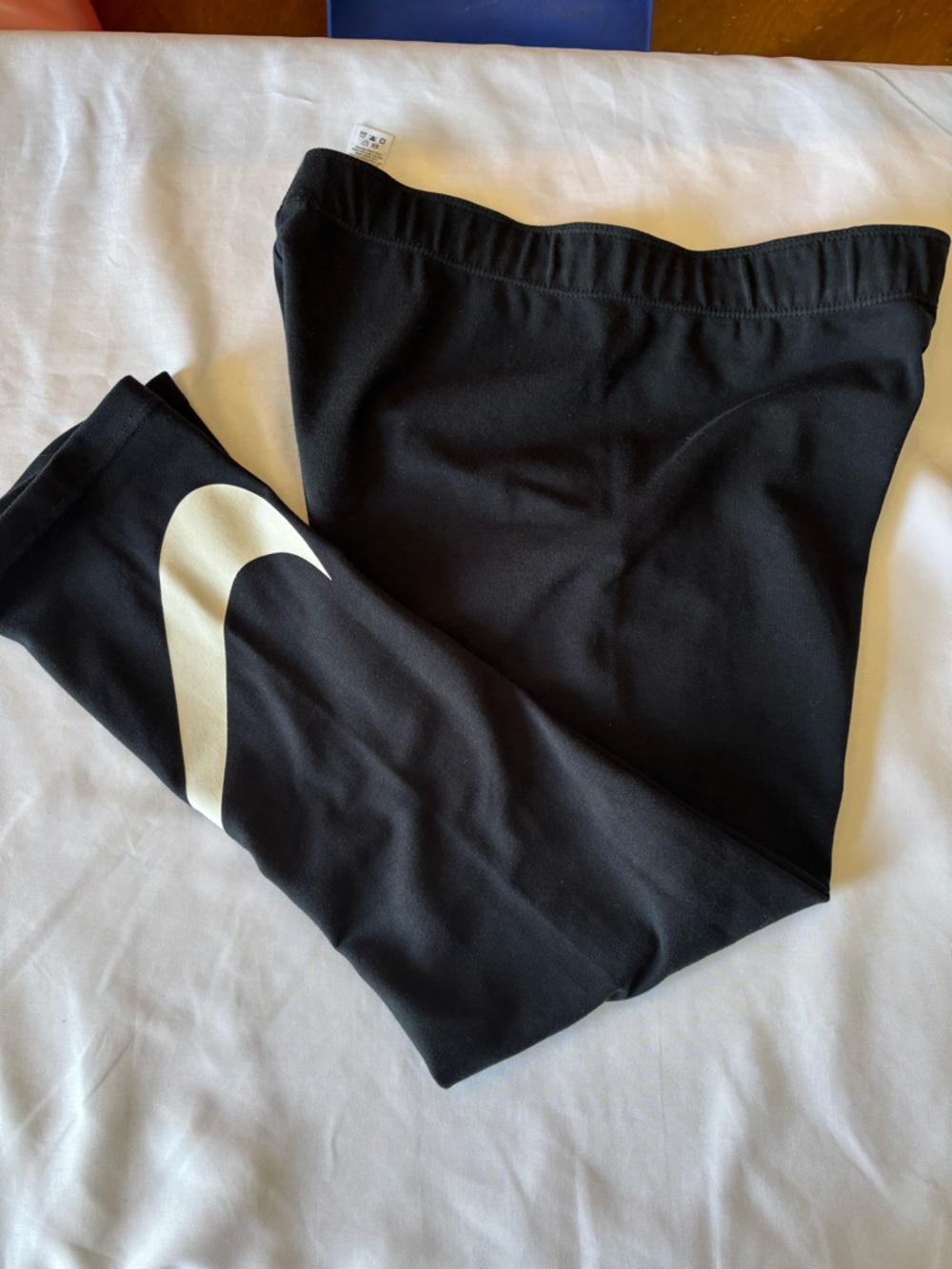 Nike Girls Black Leggings with White Swoosh